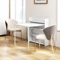 HOMCOM Table à manger pliante, table de cuisine pour 3 personnes, plateau à abattant et 4 étagères, 78,5x91x93cm, blanc(m-2)