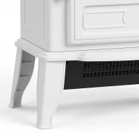 HOMCOM Electric Fireplace Stove, 1000W/2000W, Freestanding Electric Fire with LED Flame Effect, Adjustable Thermostat, White(m-12)