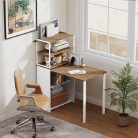 HOMCOM Secretária Dobrável com 4 Prateleiras para Espaços Pequenos Estúdio, Escritório em Casa 105x60x127 cm Madeira(m-8)
