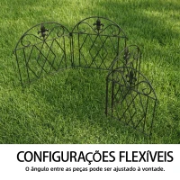 Outsunny Conjunto de 4 Cercas de Jardim Metálicas 125x56 cm com Design Arqueado Resistentes e Fáceis de Instalar para Pátio Relvado Preto(m-5)