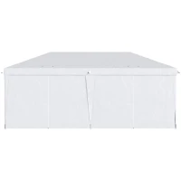 Outsunny Tenda para Festas 585x295x270 cm com Paredes Laterais Amovíveis 2 Portas com Zíper 4 Janelas e Bolsa de Transporte Branco(m-9)