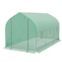 Outsunny Seră Tip Tunel Anti-UV cu 6 Ferestre cu Plasă și Intrare Rulabilă, din Metal și PE, 4x2x2 m, Verde(m-12)