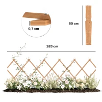 Outsunny Treliça de Jardim em Madeira Extensível Suporte para Plantas Trepadoras Rosas e Videiras 180x60 cm Castanho Claro(m-3)