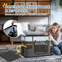 PawHut Box per Animali con 7 Finestre, 3 Porte e 2 Borse Portaoggetti, in Poliestere e Acciaio, 84x64x53 cm(m-6)