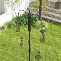 PawHut Vogel Futterstation 226 cm Vogelfutterstation mit 6 Haken, 4 hängenden Futterspendern Erdspieß, Freistehend(m-9)