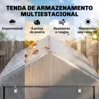 Outsunny Abrigo para Ferramentas Bicicletas e Motos 1,2x1,8x1,65 m Garagem Portátil com 2 Habitações Cinza Claro(m-4)