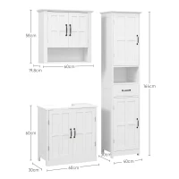 kleankin Conjunto Casa de Banho Inclui 1 Coluna para Casa de Banho 1 Móvel para Lavatório e 1 Armário de Parede Branco(m-3)