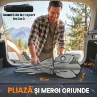 Outsunny Set Scaune de Camping cu Suport pentru Pahare și Genți, Gri(m-7)