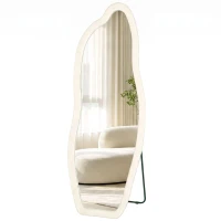 HOMCOM Espelho de Corpo Inteiro 160x60 cm, de Pé ou Parede, com Moldura Arqueada Aveludada, Creme(m-11)