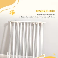 PawHut Barieră pentru Câini cu Închidere Automată și Sistem de Blocare, din Metal și Plastic, 180x74.5 cm, Alb(m-5)