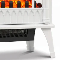 HOMCOM 3-Sided Glass Electric Fire Fan Heater, Electric Fireplace Stove Freestanding Log Burner with Flame Effect, White(m-12)