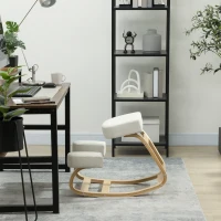 Vinsetto Sedia Ergonomica con Inginocchiatoio in Legno di Betulla e Cuscino, 51x69x58 cm, Crema(m-7)