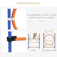 PawHut Hunde-Agiliy-Set Hundeparcours, 1 Reifen, 1 Hürde, 1 Slalom-Set, 352 cm x 66 cm x 69 cm, Blau + Rot(m-4)