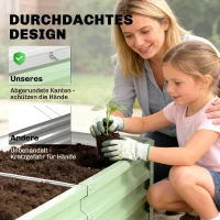 Outsunny Hochbeet Pflanzkasten, wetterbeständig, offener Boden, verzinkter Stahl, 120 cm x 60 cm x 30,5 cm, Grün(m-7)