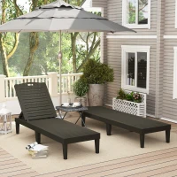 Outsunny 2er Set Sonnenliege wetterfest Gartenliege mit 4-Fach höhenverstellbarer Rückenlehne bis 120kg belastbar Schwarz(m-10)