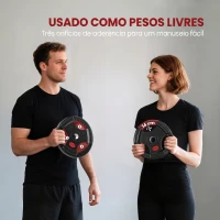 SPORTNOW Discos de Pesos com Orifício de Ø50 mm 2 Discos de 15 kg com Triplo Aperto para Halteres e Barras Ø34x5 cm Preto(m-4)