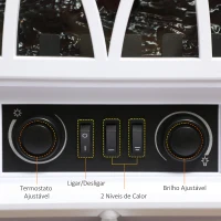 HOMCOM Lareira Elétrica Portátil Lareira Elétrica com Efeito de Chama Realista Potência 1000W/2000W 45x28,5x54 cm Branco(m-6)