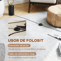 HOMCOM Lampadar în formă de U cu 2 Lumini și Întrerupător de Picior, Lampă de Podea din Sticlă și Oțel cu Bază de Marmură, 26x12x150 cm, Alb Negru și Auriu(m-5)