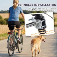 PawHut Fahrradleine für Hunde mit Stoßdämpfern verstellbar Gurt abnehmbar Schnellverschluss für Training Joggen Silber+Schwarz(m-4)