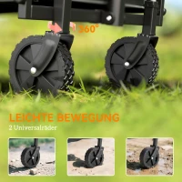 Outsunny Bollerwagen Faltbar Handwagen 360° Gartenwagen mit verstellbarem Griff Strandwagen bis 60 kg für Sport Einkauf Schwarz(m-7)