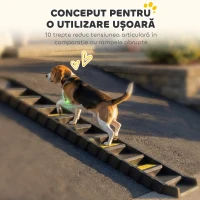 PawHut Scară pliabilă pentru câini, pentru mașină și paturi, 10 trepte antiderapante, capacitate 25 kg, negru(m-4)