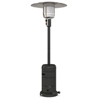 Outsunny chauffage exterieur terrasse, parasol chauffant gaz portable 11 KW niveaux de chauffe réglable 82x82x223cm noir(m-12)