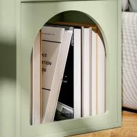 HOMCOM Mesa de Cabeceira Moderna Mesa de Cabeceira Estreita com 2 Compartimentos Abertos Desenho em Forma de Arco 40x30x60 cm Verde(m-9)