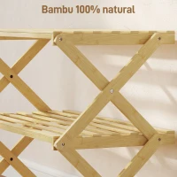 HOMCOM Sapateira Estreita de Bambu Dobrável de 3 Níveis para Entrada Corredor Quarto 60x29x45,5 cm Madeira(m-5)