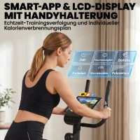 SPORTNOW Heimtrainer Fahrrad Höhenverstellbar Hometrainer mit APP Magnetwiderstand LCD-Monitor Pulssensoren Handyhalterung(m-4)