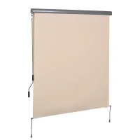Outsunny Store extérieur enrouleur 2,5 x 1,6 m avec manivelle, aluminium et polyester 280g/m² anti-UV50+, crème(m-11)