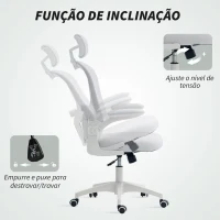 Vinsetto Cadeira de Escritório em Malha com Encosto Alto Apoio de Cabeça Ajustável Suporte Lombar 4D 62x64x120 cm Branco(m-5)
