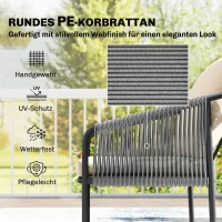 Outsunny Gartenmöbel Set 4-teilig Polyrattan Lounge-Set mit Zweisitzer 2 Sessel Couchtisch abnehmbar Kissen Bindebändern(m-7)