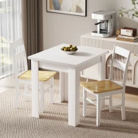 HOMCOM Masă de Dining Extensibilă pentru 4-6 Persoane din PAL și Oțel, 140 x 80 x 77,5 cm, Alb cu Efect de Lemn(m-7)