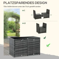 Outsunny Gartenmöbelset für 4 Personen, 4 Stühle & 1 Tisch, inkl. Sitzauflagen, Polyrattan, rostfreier Stahlrahmen, Grau(m-6)