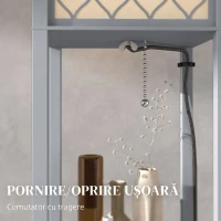 HOMCOM Lampadar Podea 2 în 1, 3 Rafturi, Economisire Spațiu, Soclu E27, 26x26x160 cm, Gri Deschis(m-5)