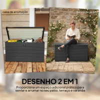 Outsunny Baú de Arrumação Exterior Capacidade 311L  de Aço com Fechadura Chave Pistões Pneumáticos 120x62x62 cm Cinza Escuro(m-4)