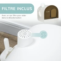PawHut Maison de toilette pour chat avec tiroir amovible, bac à litière fermé avec tapis anti-trace, pelle, filtre anti-odeur et porte battante, nettoyage facile, 43 x 44 x 47 cm, blanc(m-6)