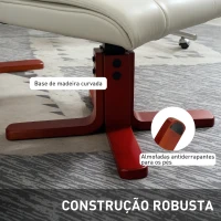 HOMCOM Poltrona Reclinável com Apoio para Pés e Estrutura em Madeira, Suporta 150 kg, Ideal para Quarto, Creme(m-13)