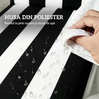 Outsunny Set de 2 Perne Șezlong Hidrofuge, 183x54cm, Alb,Negru(m-4)