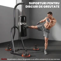 SPORTNOW Sac de Box cu Suport Autoportant pentru Adulți, Sac 20 kg, Structură Oțel, 141x123x220 cm, Negru(m-5)