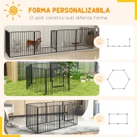 PawHut Țarc pentru câini cu 6 panouri modulabile pentru interior și exterior, din oțel, 164x83x80 cm, negru(m-5)