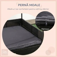 PawHut Casuta pentru Caini, din Ratan, de Exterior cu Copertina(m-8)