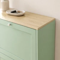 HOMCOM Meuble à chaussures 24 paires, armoire à chaussures avec 4 tiroirs rabattables, étagères réglables, 60x23,5x153cm, vert(m-12)
