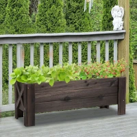 Outsunny Hochbeet mit Behandlung der Karbonisierung Pflanzkasten Pflanzfolie mit 2 Leckage-Löcher Tannenholz Verkohlt 100 x 36,5 x 36 cm(m-9)
