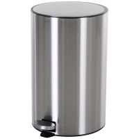 HOMCOM Abfalleimer Mülleimer Treteimer mit Inneneimer 12 L Soft Schließen Edelstahl PP Ø25,8 x H42 cm(m-10)