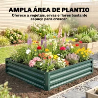 Outsunny Caixa de Cultivo de Exterior Grande e Retangular de Aço Galvanizado para Cultivar  com Base Aberta 120x120x30 cm Verde(m-4)