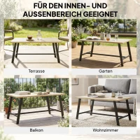 Outsunny Outdoor-Couchtisch, rechteckiger Metall-Beistelltisch mit Tischplatte in Holzoptik, 100 x 55 cm, Braun(m-6)