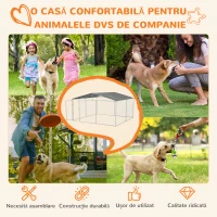 PawHut Țarc pentru Câini din Metal cu Acoperiș din Material Oxford și Ușă cu Închidere, 4x4x2,3m(m-7)