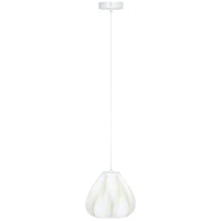 HOMCOM Candeeiro Suspensoo Moderno Candeeiro de Teto com Ecrã de Impressão 3D Iluminação para Sala de Jantar Ø20,5x17,5 cm Branco(m-11)