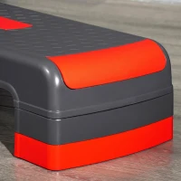 HOMCOM Step pentru aerobic reglabil pe 3 înălțimi 10-15-20 cm din plastic, negru și roșu(m-8)